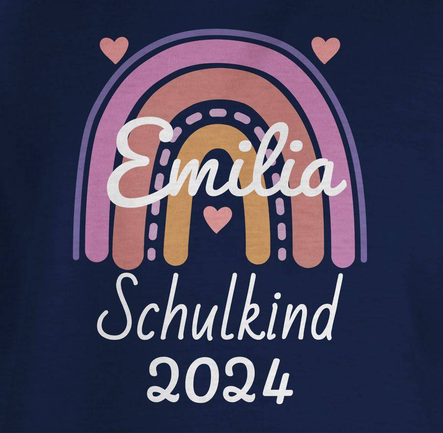 Shirtracer Schulkind 2024 Boho Regenbogen: T-Shirt Turnbeutel Shirtracer