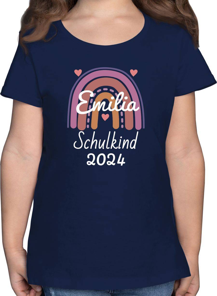Shirtracer Schulkind 2024 Boho Regenbogen: T-Shirt Turnbeutel Shirtracer