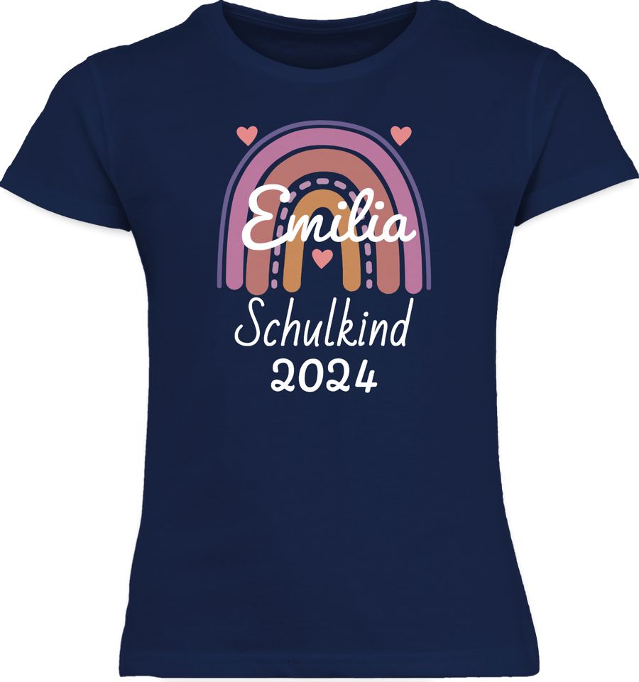 Shirtracer Schulkind 2024 Boho Regenbogen: T-Shirt Turnbeutel Shirtracer