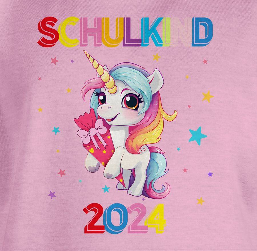 Shirtracer Schulkind 2024 Einhorn Unicorn Fabelwesen: Tshirt Rucksack Shirtracer