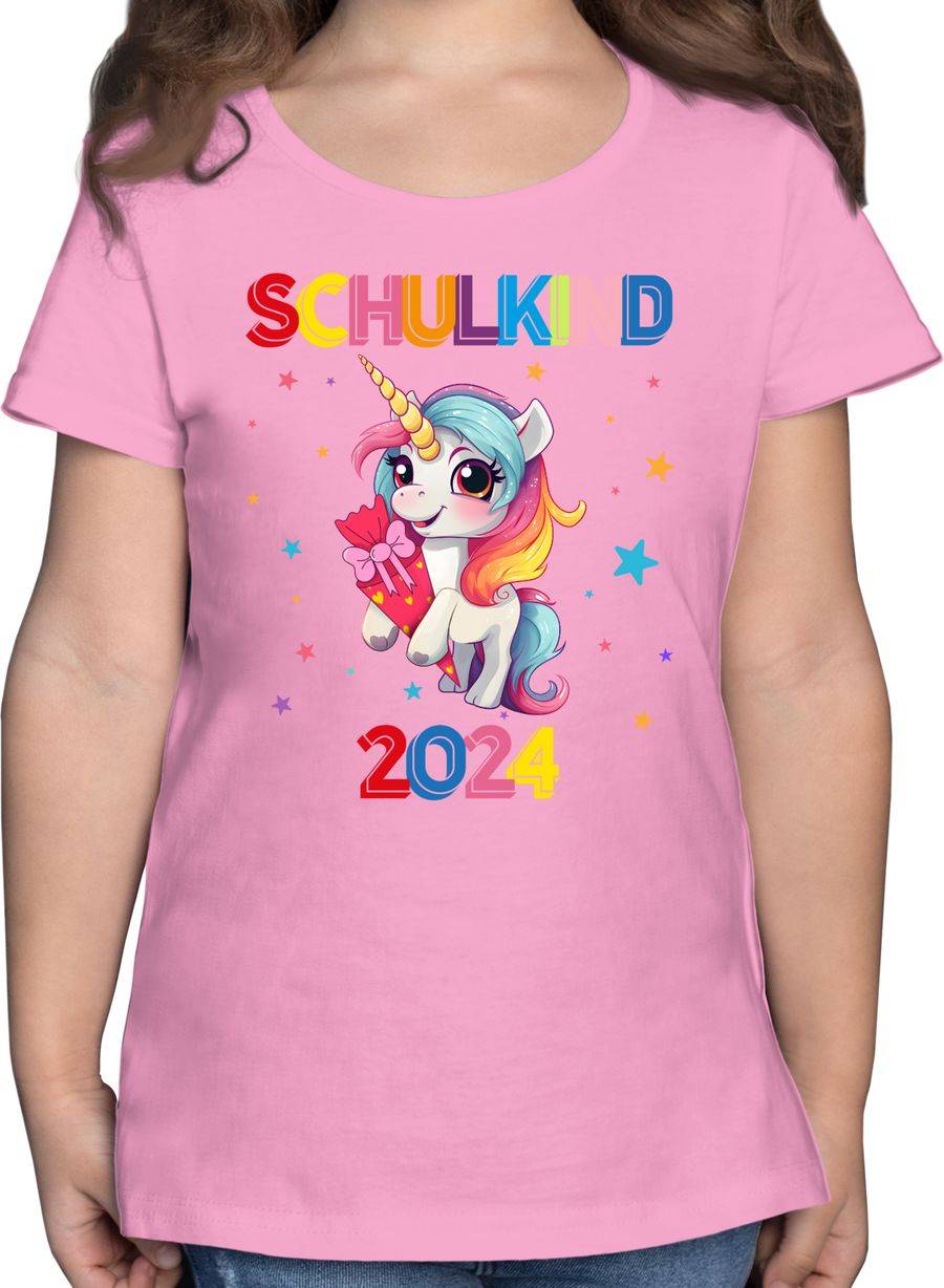 Shirtracer Schulkind 2024 Einhorn Unicorn Fabelwesen: Tshirt Rucksack Shirtracer