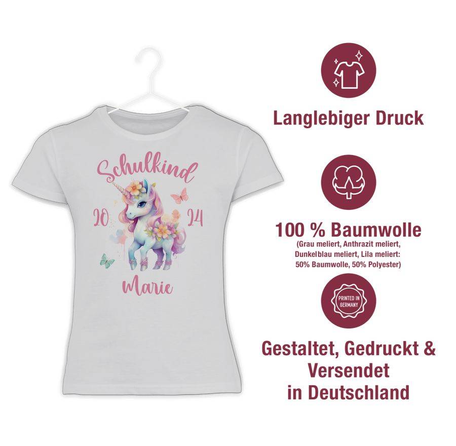 Shirtracer Schulkind 2024 Einhorn Unicorn Shirts & Mehr Shirtracer