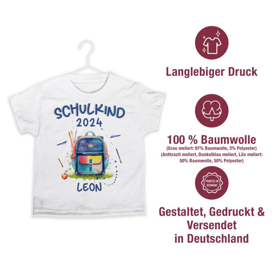 Shirtracer Schulkind 2024 Einschulung 2024 Geschenk Schulkind Junge Geschenke Einschu Shirtracer