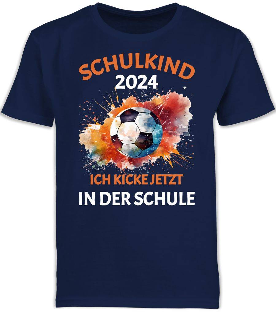 Shirtracer Schulkind 2024 Ich kicke jetzt in der Schule Geschenk Einschulung Fußball: T Shirtracer