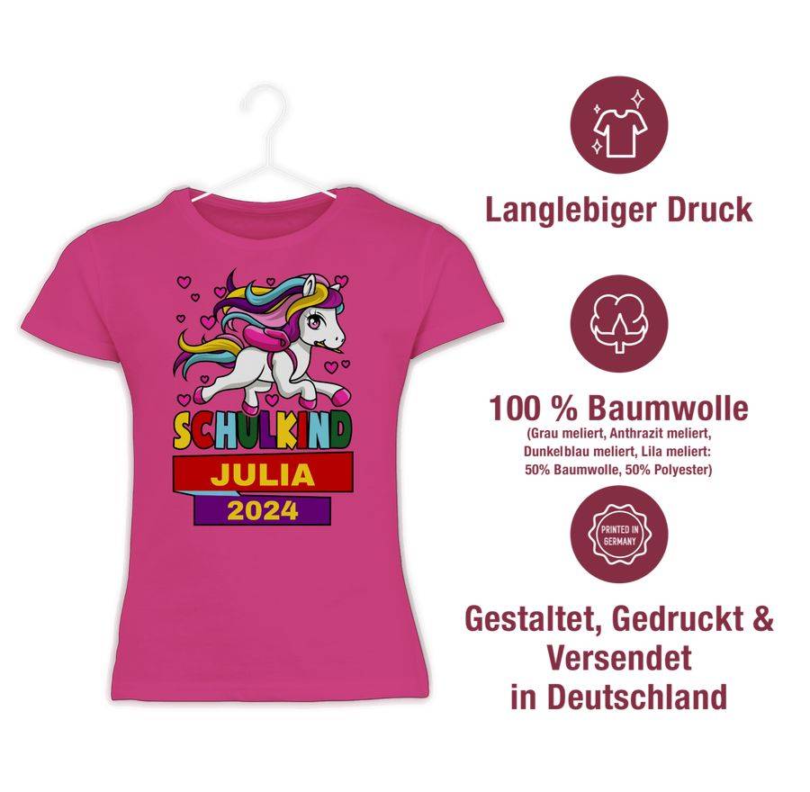 Shirtracer Schulkind 2024 Mit Einhorn Shirts & Mehr Shirtracer