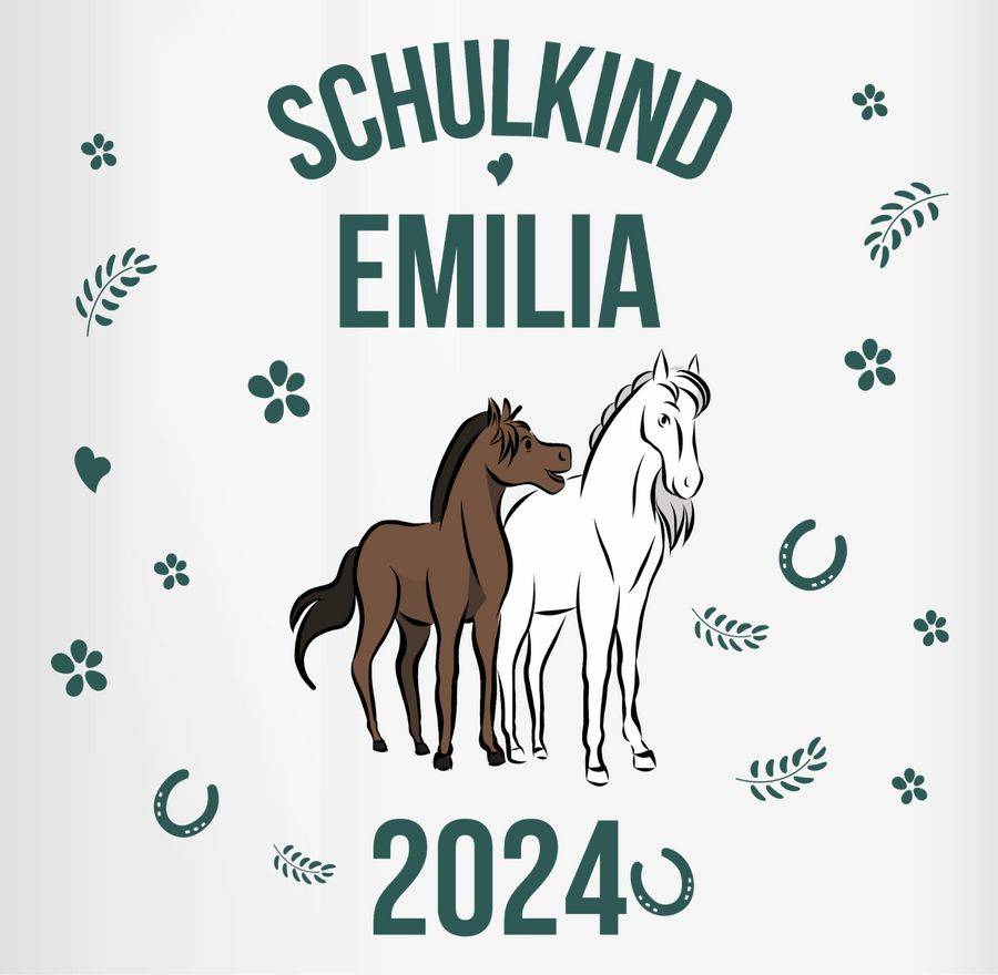 Shirtracer Schulkind 2024 - Name Und Pferde: Tshirt Turnbeutel Shirtracer