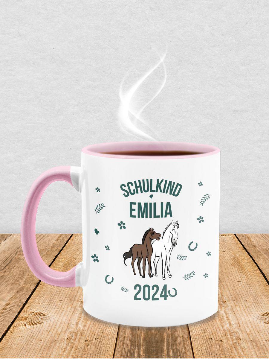 Shirtracer Schulkind 2024 - Name Und Pferde: Tshirt Turnbeutel Shirtracer