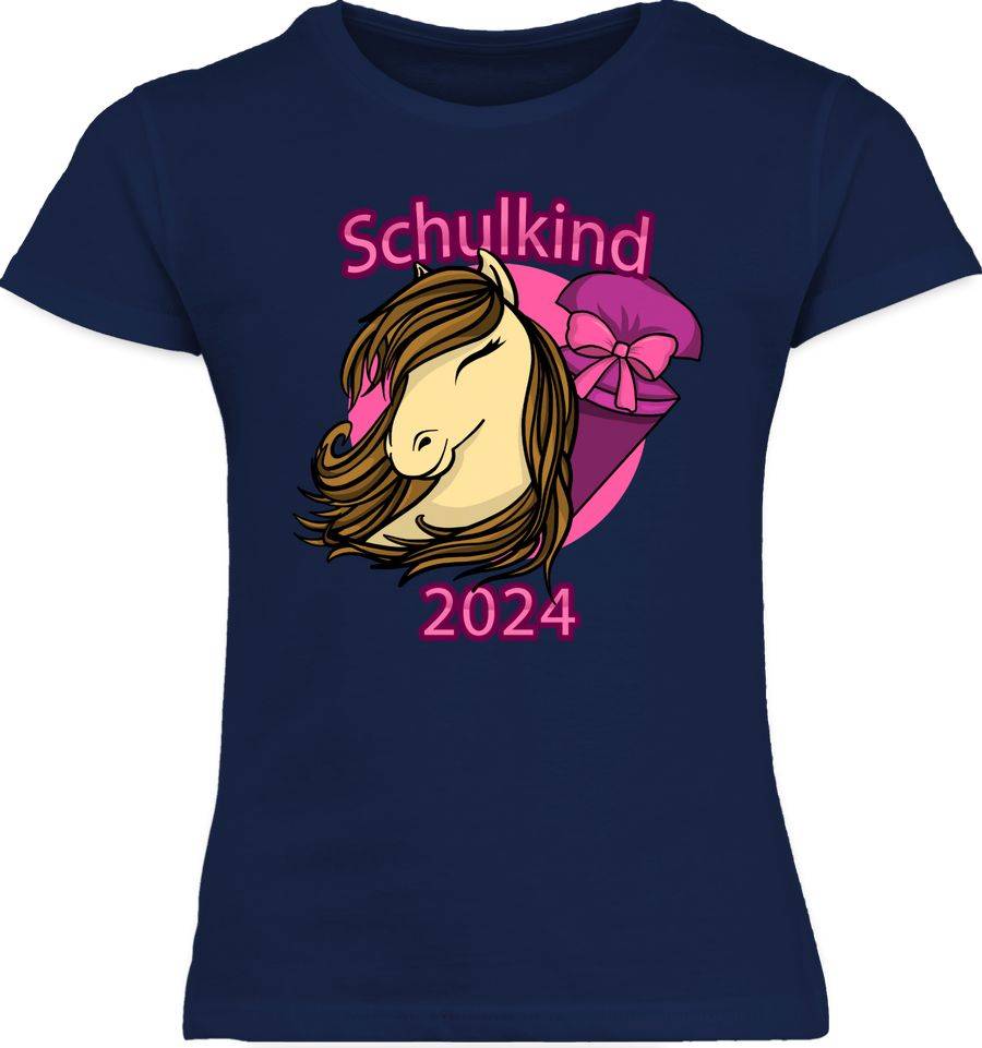 Shirtracer Schulkind 2024 Pferd mit Schultüte Shirts & Mehr Shirtracer