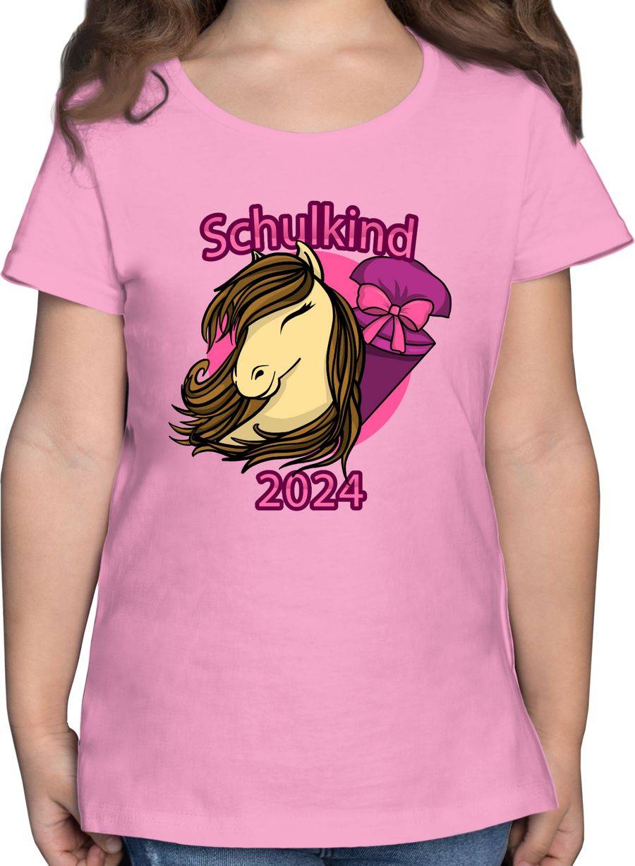 Shirtracer Schulkind 2024 Pferd mit Schultüte Shirts & Mehr Shirtracer