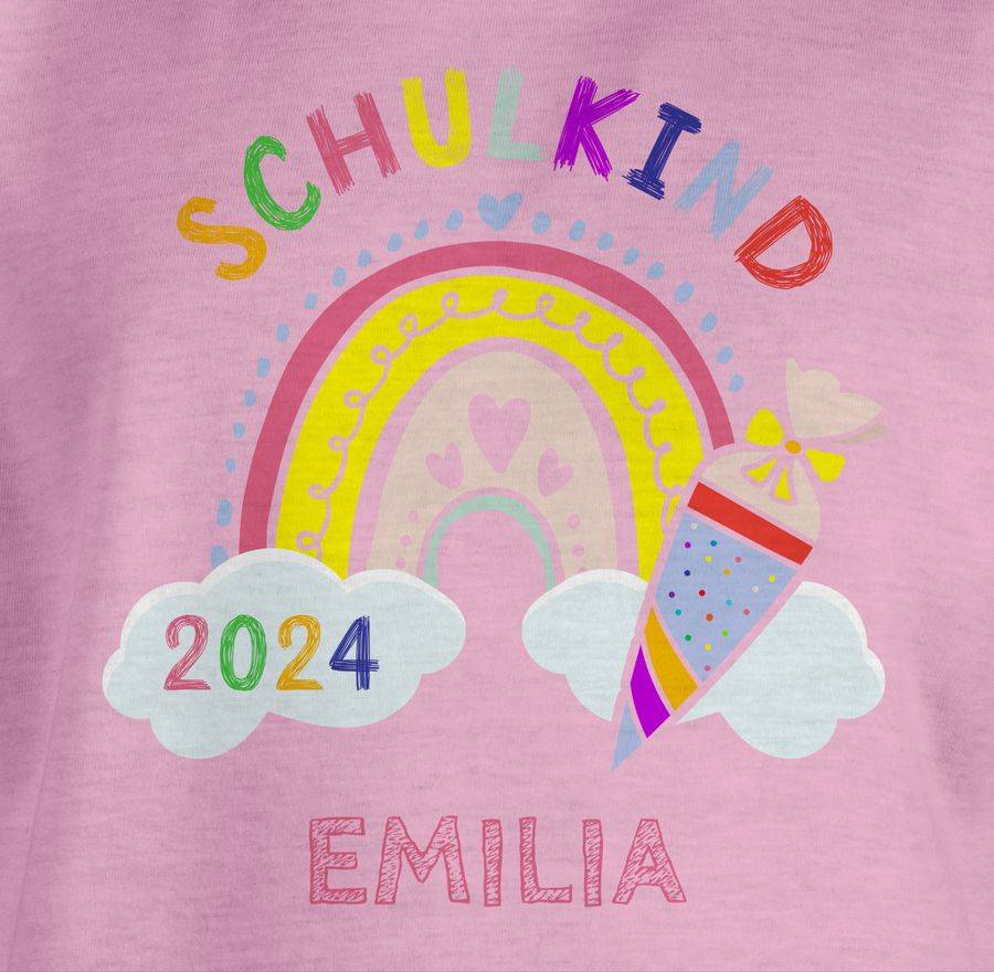 Shirtracer Schulkind 2024 Regenbogen: T-Shirt Rucksack Shirtracer