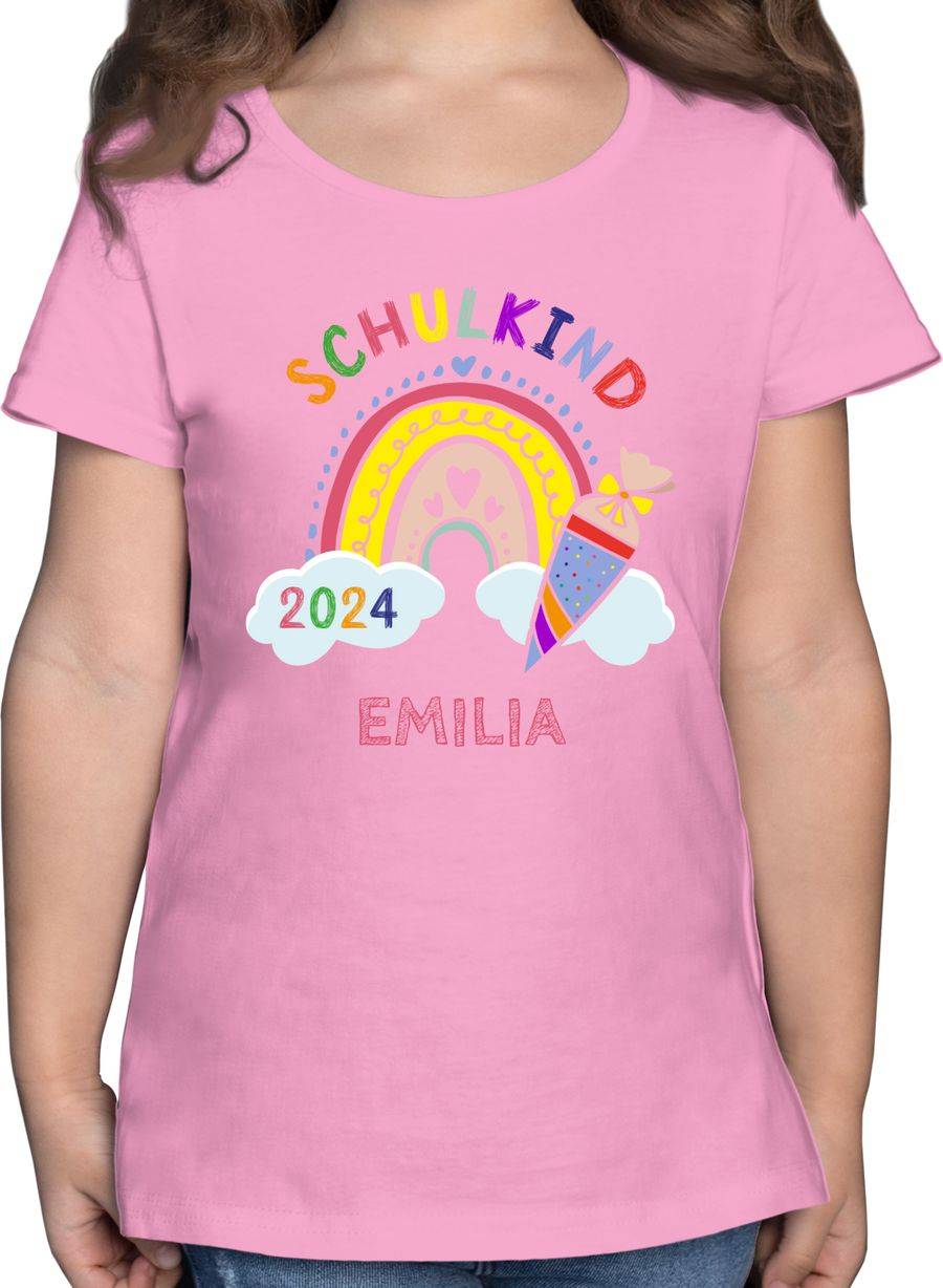Shirtracer Schulkind 2024 Regenbogen: T-Shirt Rucksack Shirtracer