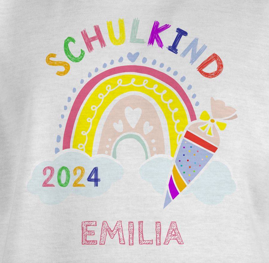 Shirtracer Schulkind 2024 Regenbogen: T-Shirt Rucksack Shirtracer