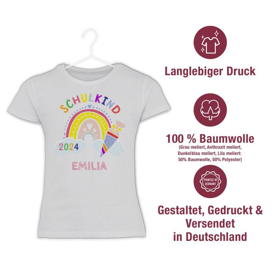 Shirtracer Schulkind 2024 Regenbogen: T-Shirt Rucksack Shirtracer