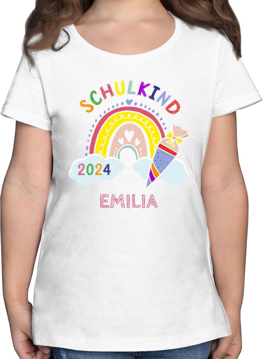 Shirtracer Schulkind 2024 Regenbogen: T-Shirt Rucksack Shirtracer