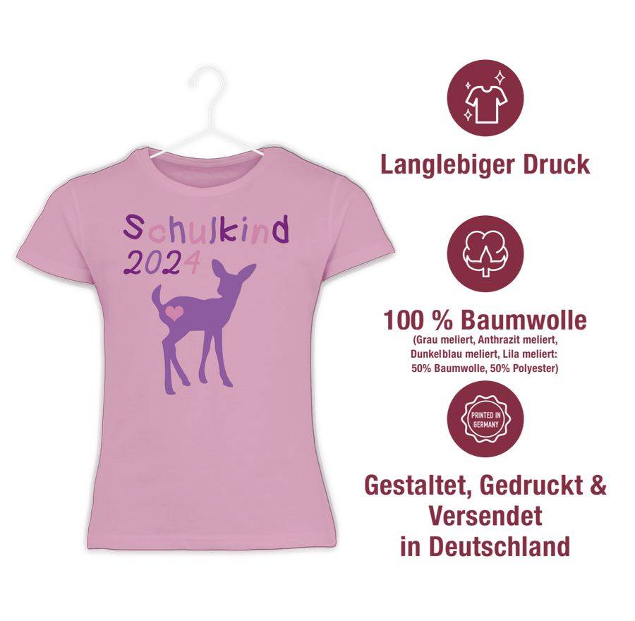 Shirtracer Schulkind 2024 Reh Kitz Lila Shirts & Mehr Shirtracer