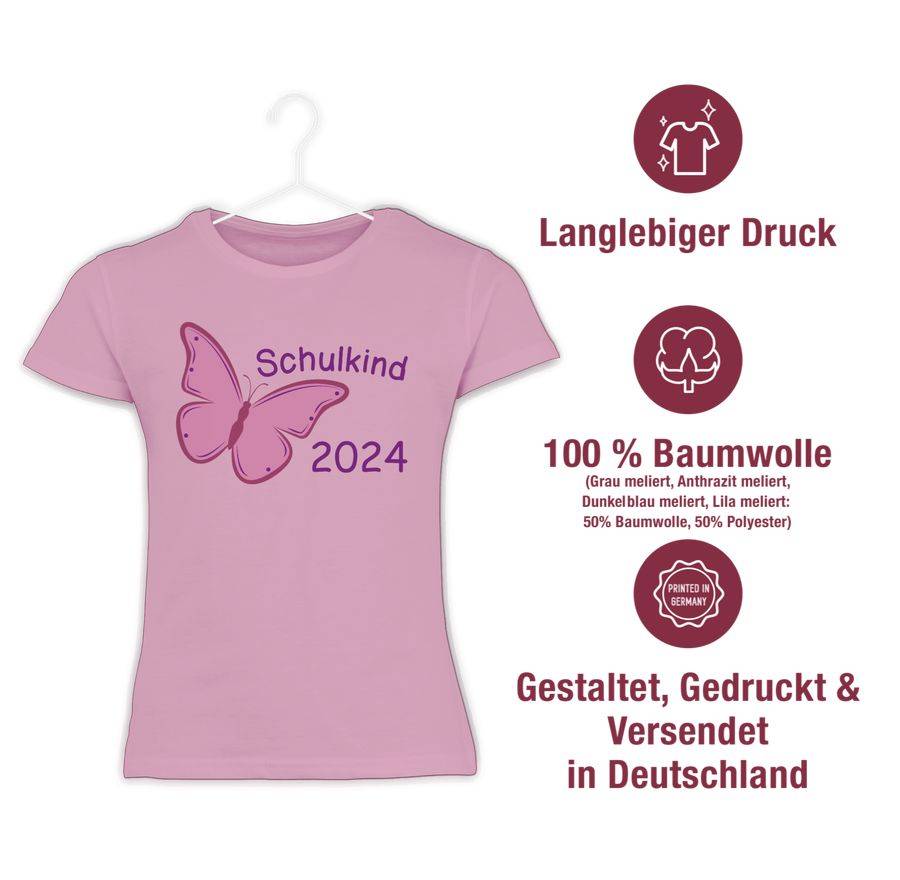Shirtracer Schulkind 2024 Schmetterling Shirts & Mehr Shirtracer