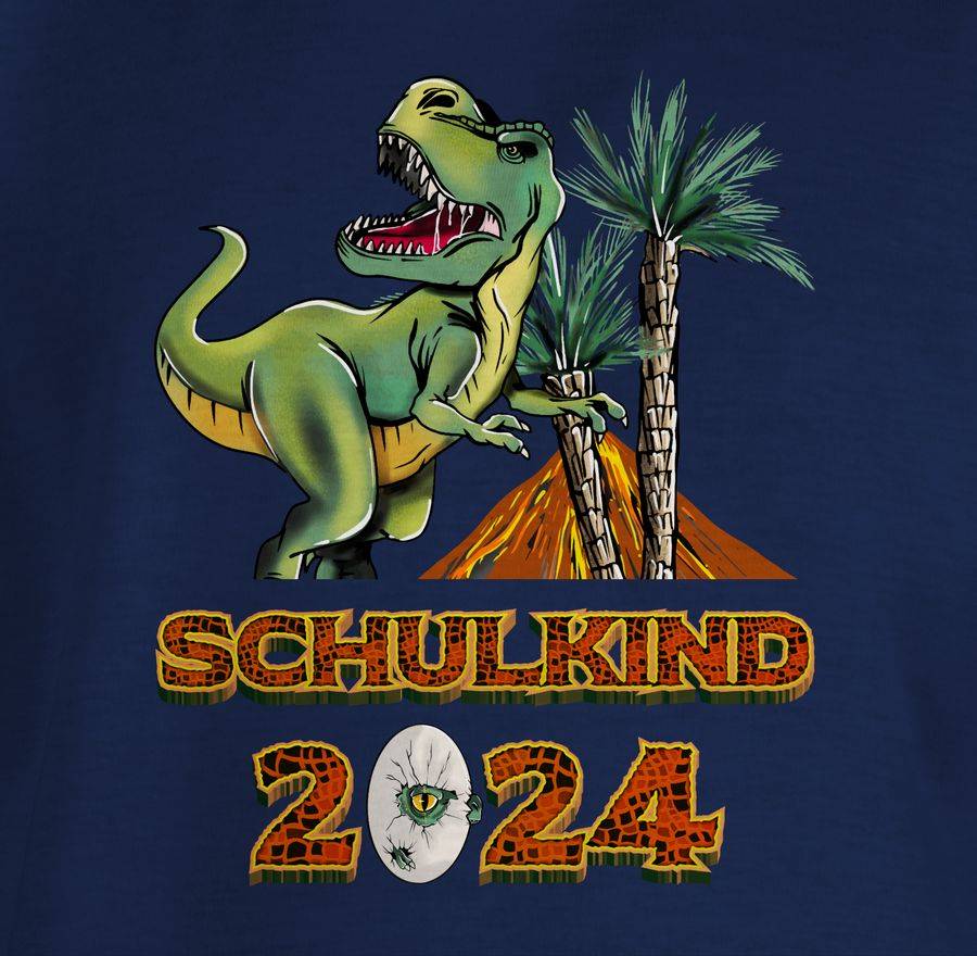 Shirtracer Schulkind 2024 T-Rex Dino Dinosaurier: T-Shirt Turnbeutel Shirtracer