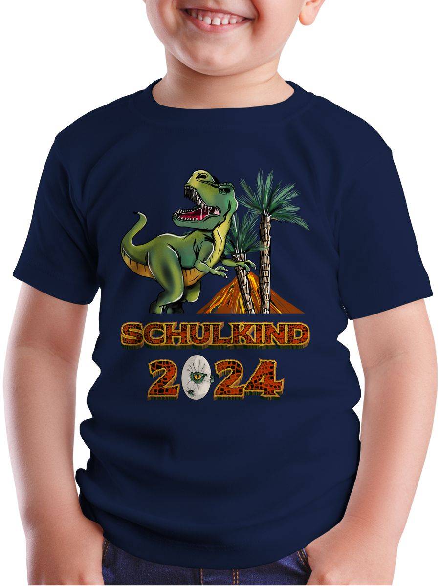 Shirtracer Schulkind 2024 T-Rex Dino Dinosaurier: T-Shirt Turnbeutel Shirtracer