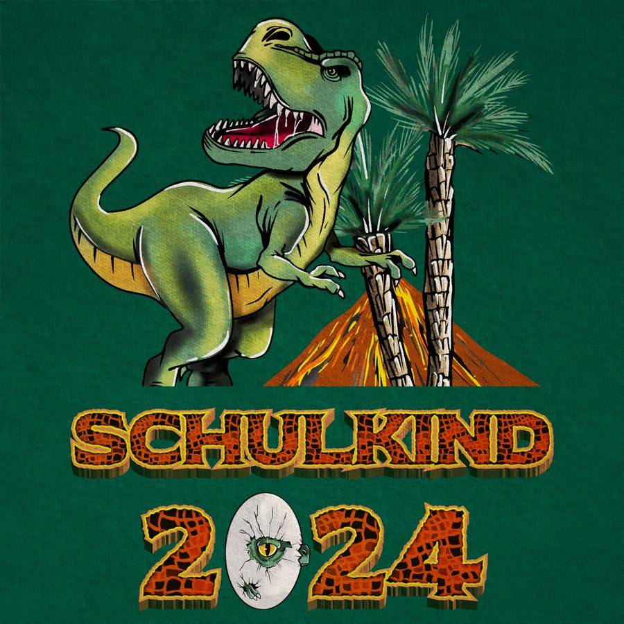 Shirtracer Schulkind 2024 T-Rex Dino Dinosaurier: T-Shirt Turnbeutel Shirtracer