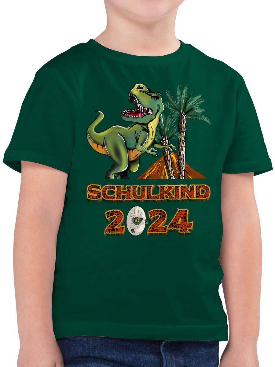 Shirtracer Schulkind 2024 T-Rex Dino Dinosaurier: T-Shirt Turnbeutel Shirtracer