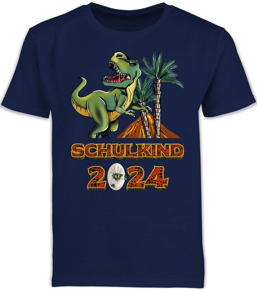 Shirtracer Schulkind 2024 T-Rex Dino Dinosaurier: T-Shirt Turnbeutel Shirtracer