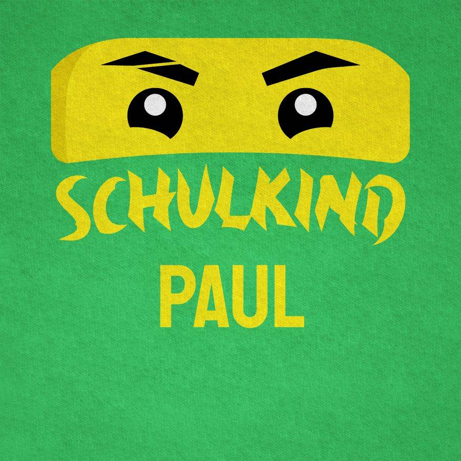 Shirtracer Schulkind Ninja - Gelber Schriftzug: T-Shirt Rucksack Shirtracer