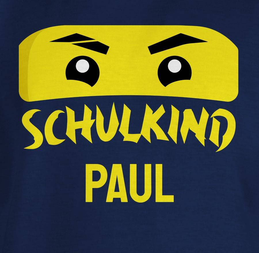 Shirtracer Schulkind Ninja - Gelber Schriftzug: T-Shirt Rucksack Shirtracer