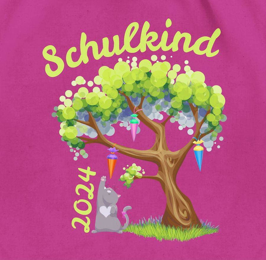 Shirtracer Schultütenbaum 2024 Mädchen: T-Shirt Turnbeutel Shirtracer