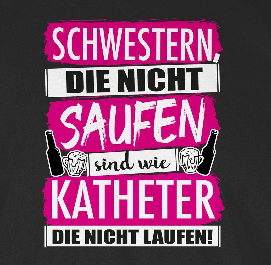 Shirtracer Schwestern Die Nicht Saufen - Weiß/fuchsia: T-Shirt Gym Bag Shirtracer