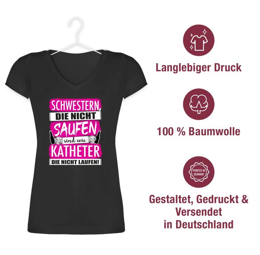 Shirtracer Schwestern Die Nicht Saufen - Weiß/fuchsia: T-Shirt Gym Bag Shirtracer