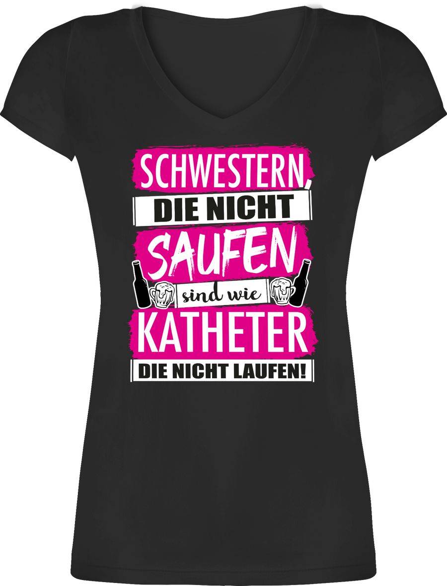 Shirtracer Schwestern die nicht saufen - weiß/fuchsia: T-Shirt Gym Bag Shirtracer