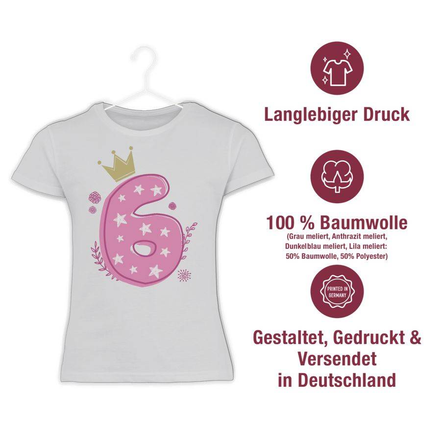 Shirtracer Sechster Mädchen Krone Sterne Shirts & Mehr Shirtracer