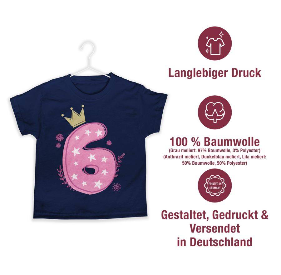 Shirtracer Sechster Mädchen Krone Sterne Shirts & Mehr Shirtracer