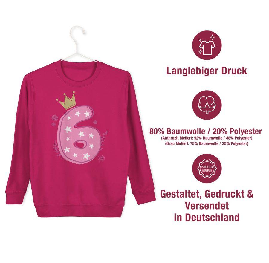 Shirtracer Sechster Mädchen Krone Sterne Shirts & Mehr Shirtracer