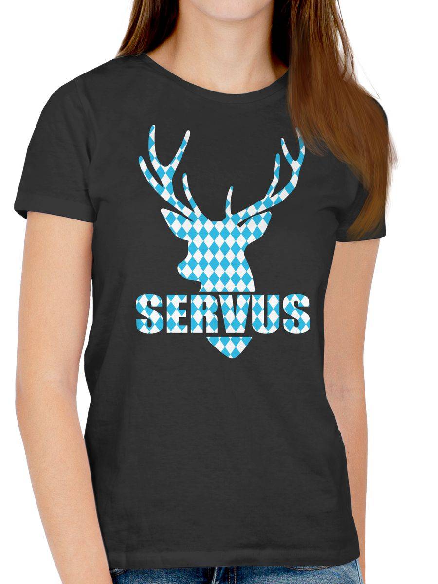 Shirtracer Servus - Hirsch Mit Bayrischem Muster Shirts & Mehr Shirtracer