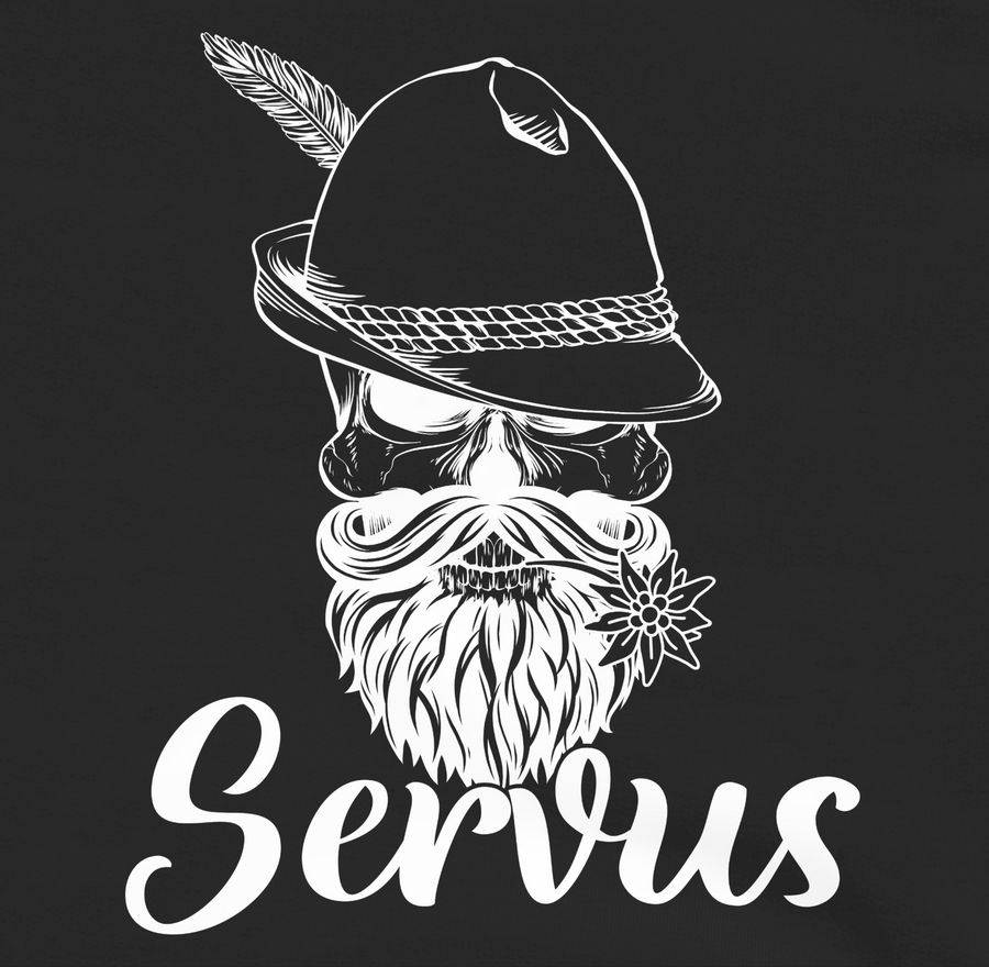 Shirtracer Servus Mit Totenkopf Und Edelweiß - Weiß Shirts & Mehr Shirtracer