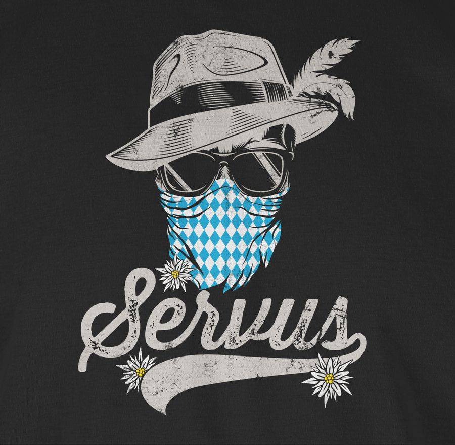 Shirtracer Servus Totenkopf Bayern Edelweiß Trachten Bayrisch Tirol Bavaria: T-Shirt Turnbe Shirtracer