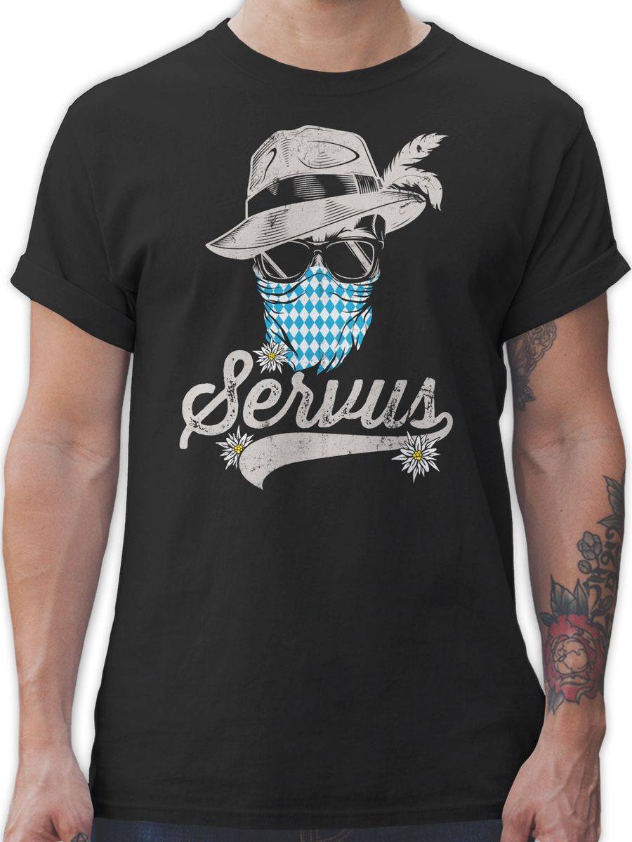 Shirtracer Servus Totenkopf Bayern Edelweiß Trachten Bayrisch Tirol Bavaria: T-Shirt Turnbe Shirtracer