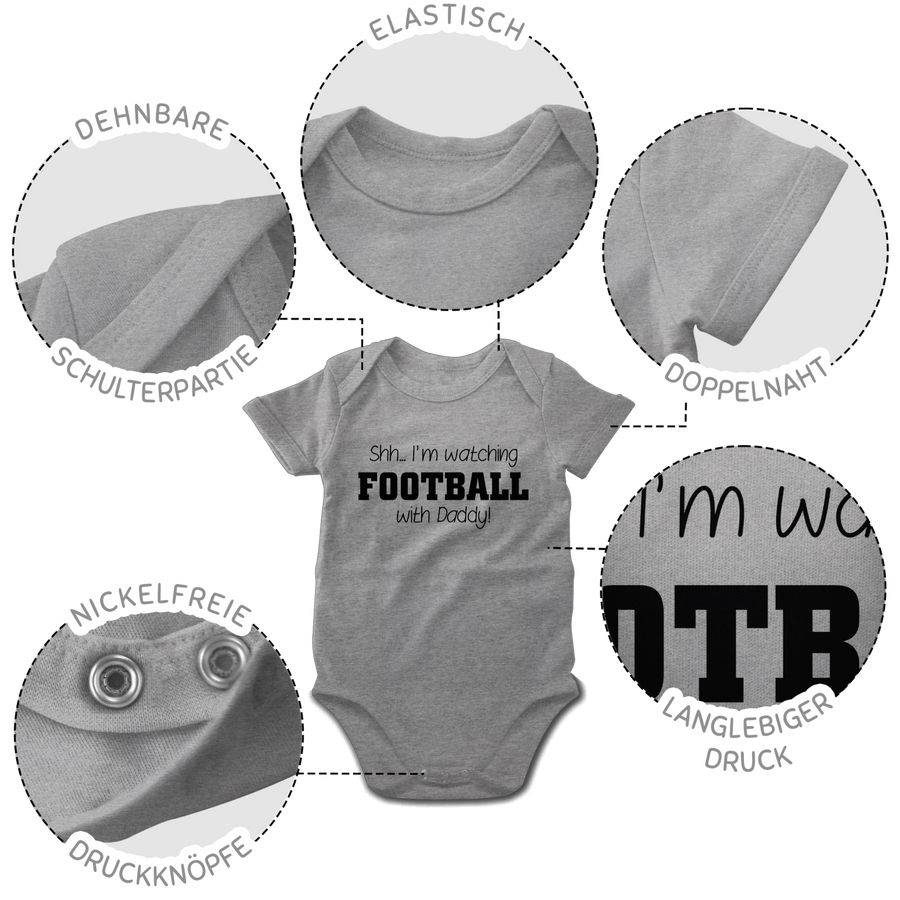 Shirtracer Shh I'm Watching Football With Daddy! - Schwarz: Tshirt Turnbeutel Shirtracer