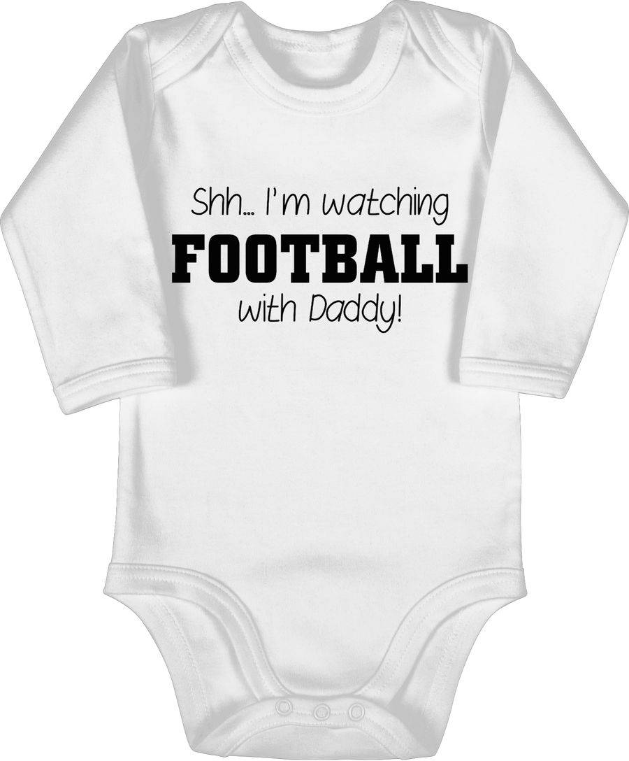 Shirtracer Shh I'm watching football with Daddy! - schwarz: Tshirt Turnbeutel Shirtracer