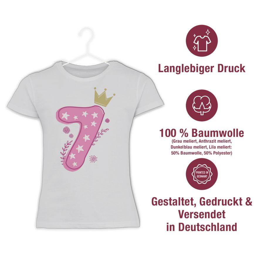 Shirtracer Siebter Mädchen Krone Sterne Shirts & Mehr Shirtracer