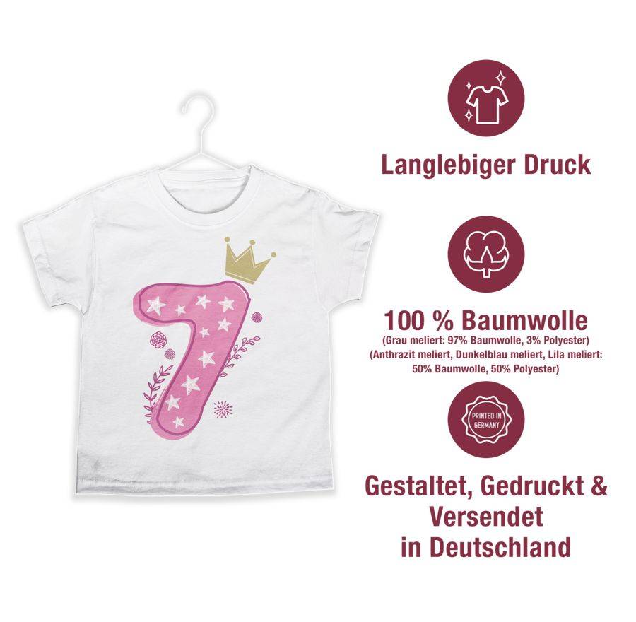 Shirtracer Siebter Mädchen Krone Sterne Shirts & Mehr Shirtracer
