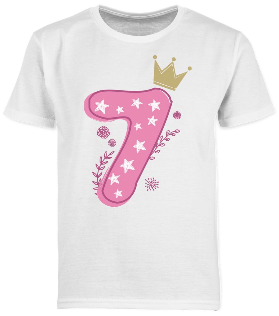 Shirtracer Siebter Mädchen Krone Sterne Shirts & Mehr Shirtracer