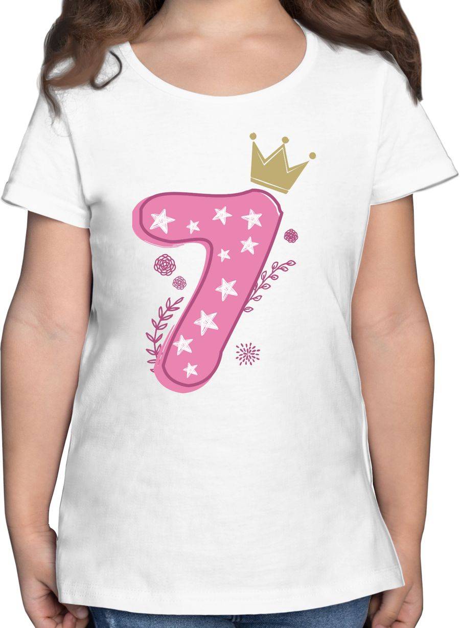 Shirtracer Siebter Mädchen Krone Sterne Shirts & Mehr Shirtracer