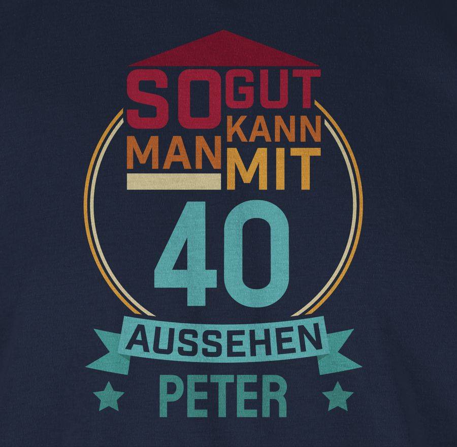 Shirtracer So Gut Kann Man Mit 40 Aussehen Zum Vierzigsten. - Rot/blau: T-Shirt Turnbeutel Shirtracer