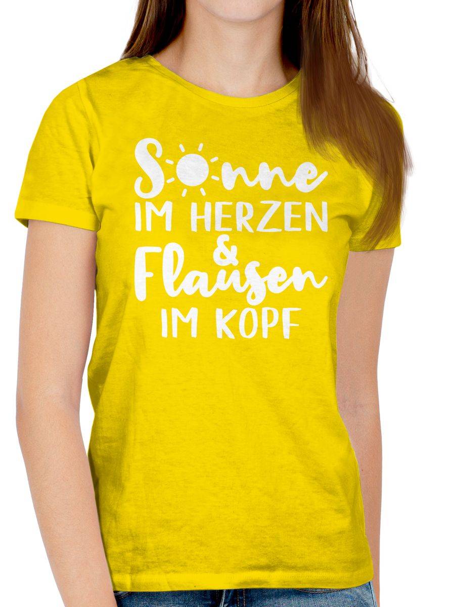 Shirtracer Sonne Im Herzen Und Flausen Im Kopf - Weiß: T-Shirt Turnbeutel Shirtracer
