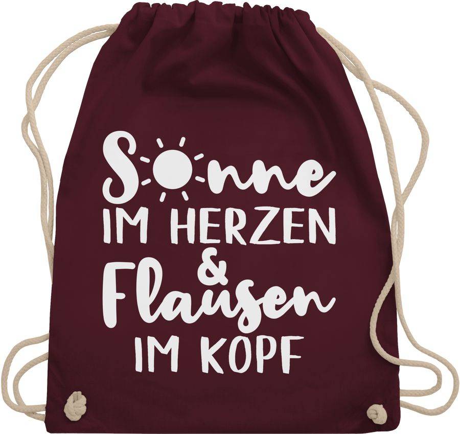 Shirtracer Sonne im Herzen und Flausen im Kopf - weiß: T-Shirt Turnbeutel Shirtracer
