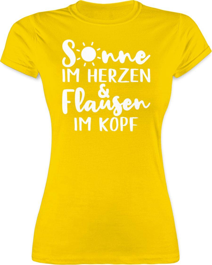 Shirtracer Sonne im Herzen und Flausen im Kopf - weiß: T-Shirt Turnbeutel Shirtracer