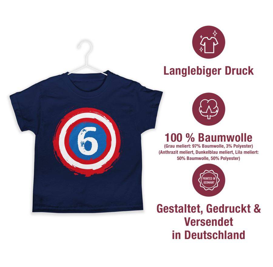 Shirtracer Superhelden Schild Sechs: T-Shirt Turnbeutel Shirtracer