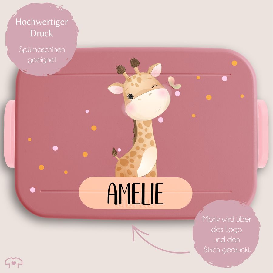 Shirtracer Süße Brotdose Mädchen Giraffe Mit Name Mädchen Kindergarten Geschenk Lunchbox Mädchen Pausendose Einschulung Shirtracer